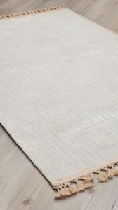 Makinede Yıkanabilir Dekoratif Halı Tuana 0013K Krem