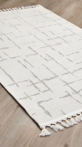 Makinede Yıkanabilir Dekoratif Halı Tuana 0021B Beyaz