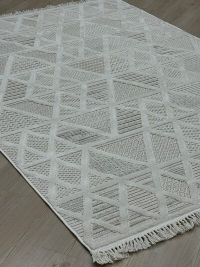 Halıevim Perla PE02 Krem Krem İskandinav Bohem Halı